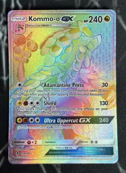 Pokemon Kommo-o GX TCG Sm-Guardians Rising Card 159/145 Secret Rare Holo - Image 1