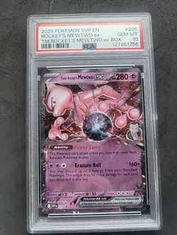 Pokemon 2025 Destined Rivals Team Rockets Mewtwo EX #205 Black Star Promo Psa 10 - Image 1