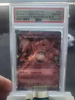 Pokemon 2025 Destined Rivals Team Rockets Mewtwo EX #205 Black Star Promo Psa 10 - Image 3