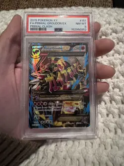 2015 POKEMON XY PRIMAL CLASH #151 FULL ART/PRIMAL GROUDON EX PSA 8 - Image 1