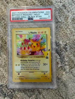 Birthday Pikachu #24 Celebrations PSA 9 Pokemon Card - Image 1