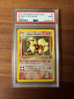 PSA 9 Blaine's Arcanine 1/132 Gym Challenge Unlimited Holo Nintendo Pokemon Card - Image 1