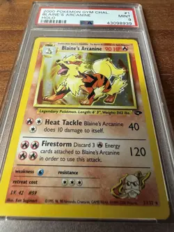 PSA 9 Blaine's Arcanine 1/132 Gym Challenge Unlimited Holo Nintendo Pokemon Card - Image 3