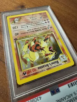 PSA 9 Blaine's Arcanine 1/132 Gym Challenge Unlimited Holo Nintendo Pokemon Card - Image 4