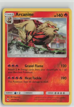 Arcanine 22/214 Holo Rare Unbroken Bonds Pokemon Reverse Holo Lightly Played - Image 1