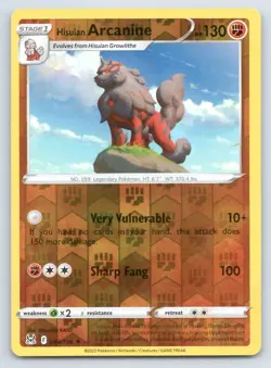 Pokemon Hisuian Arcanine Lost Origin LOR R REVERSE HOLO 084/196 NM - Image 1