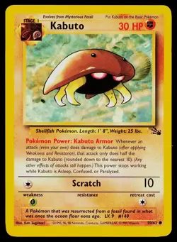 Pokemon Card Kabuto 50/62 Fossil Common - Image 1