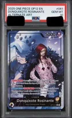 Donquixote Rosinante PSA 10 Alternate Art Leader ONE PIECE Op12-061 - Image 1
