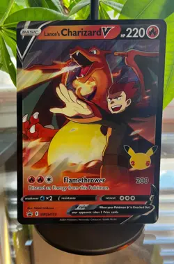 Pokemon Lance's Charizard V SWSH133 JUMBO Celebrations 25th Holo Promo Card NM - Image 1