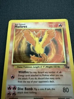 Moltres 12/62 fossil Pokemon TCG Holo Rare Unlimited 1999 English- damaged - Image 4