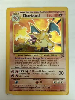 Charizard 004/130 LARGE SWIRL Base Set 2 Holo Rare English HP FREE SHIPPING - Image 1