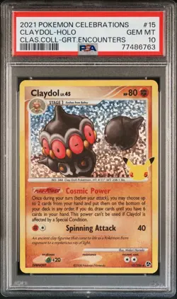 PSA 10 Claydol Celebrations 15/106 Classic Collection Holo Pokemon Card - Image 1