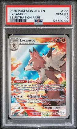 2025 POKEMON JTG EN-JOURNEY TOGETHER | ILLUSTRATION RARE LYCANROC 166 PSA 10 - Image 3