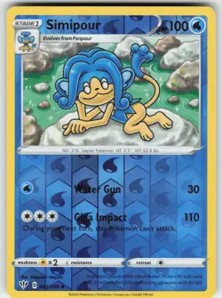 Simipour 042/189 Uncommon Darkness Ablaze Pokemon Reverse Holo Near Mint - Image 1