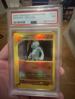2002 Pokemon Expedition Machop Reverse Holo 117/165 PSA 7 EX-MT🔥 - Image 1