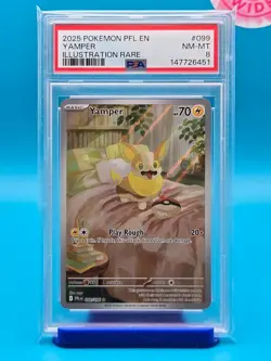 PSA 8 - 2025 POKEMON PFL EN-PHANTASMAL FLAMES 099 YAMPER ILLUSTRATION RARE - Image 1