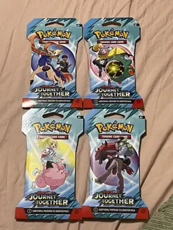 Pokemon TCG SV Journey Together Booster Sleeve Art Set Sealed 4 Packs - Image 1