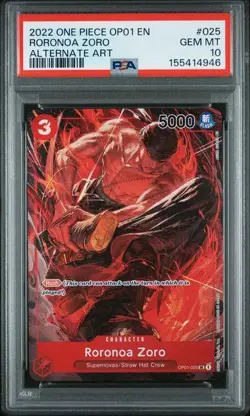 2022 One Piece OP01 Roronoa Zoro Alternate Art #025 PSA 10 - Image 1