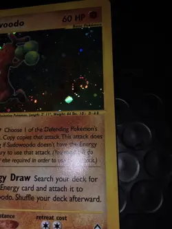 Pokemon Card - Sudowoodo Aquapolis SWIRL mark H24/H32 Holo 2002 - Image 5