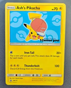 Ash's Pikachu SM114 Black Star Promo 2017 Pokemon Card TCG - Image 1