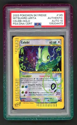 Pokemon Card - PSA Authentic Auto 10 Celebi 145/144 - Mitsuhiro Arita + Case - Image 1