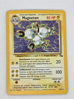 Pokemon Magneton 11/62 Fossil Set Holo Rare 80 HP English 1999 Unlimited HP - Image 1