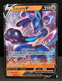 Lucario V 027/073 Ultra Rare Champions Path Holo 2020 Pokemon - Image 1