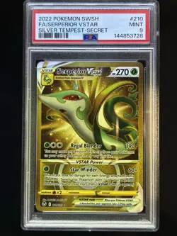 Pokemon TCG Silver Tempest Serperior VSTAR #210 Gold Secret Rare PSA 9 Mint - Image 1