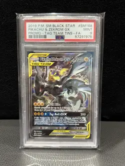 2019 POKEMON SM BLACK STAR PROMO #SM168 FULL ART/PIKACHU & ZEKROM GX PSA 9 - Image 1