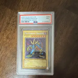 Konami Yu-Gi-Oh! Tri-Horned Dragon LOB-000 2002 Reverse Foil Error PSA 9 - Image 1