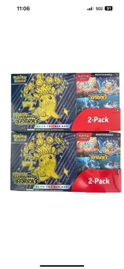 (2 BOXES) Pokemon Surging Sparks ETB + Booster Bundle Costco 2-pack - SEALED! - Image 1