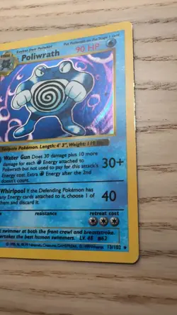 Shadowless Poliwrath Holo Rare Pokemon TCG Card 13/102 Base Set - Image 2