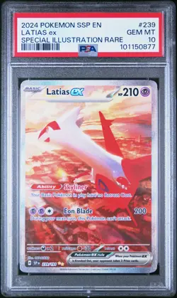 2024 POKEMON SSP EN-SURGING SPARKS SPECIAL ILLUSTRATION RARE LATIAS EX PSA 10 - Image 1