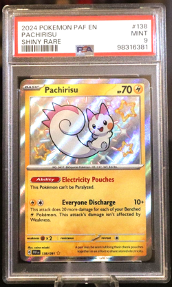 2024 Pokemon TCG Paldean Fates #138 Pachirsu Shiny Rare PSA 9 - Image 1