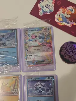 Pokemon 2025 Holiday Calendar Stamped Promos COMPLETE SET OF 8 SEALED + Stickers - Image 4