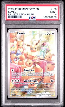 PSA 9 MINT Eevee #188 Illustration Rare Pokemon Twilight Masquerade EN 2024 - Image 3