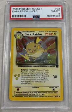 Pokemon TCG Team Rocket Dark Raichu 83/82 Holo PSA 8 NM-MT - Image 1