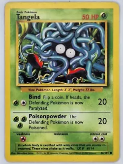 Pokemon Tangela 66/102 Common Unlimited Base Set MP - Image 1