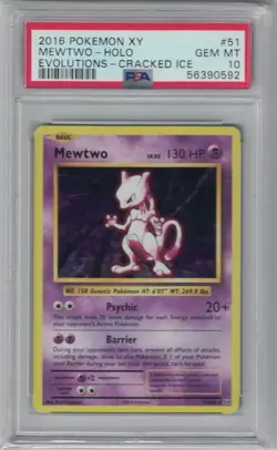 2016 Pokemon Mewtwo Holo Evolutions Cracked Ice PSA 10 Gem Mint - Image 1