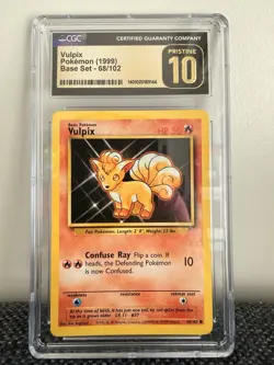 Pokemon TCG Vulpix 1999 68/102 Base Set Graded Slab CGC Pristine 10 - Image 1