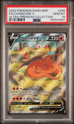 2022 POKEMON SWSH BLACK STAR PROMO #260 FULL ART/CHARIZARD V PSA 10 - Image 1