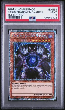 2024 YU-GI-OH! RA03-QUARTER CENTURY BONANZA CAIUS THE SHADOW MONARCH PSA 9 - Image 1