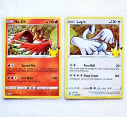 LUGIA & HO-OH 01 & 022/025 HOLO RARE Celebrations Pokemon TCG 25th PACK FRESH! - Image 1