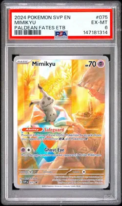 2024 Pokemon Paldean Fates Black Star Promo Mimikyu 75 FRESH GRADE PSA 6 EX-MINT - Image 1