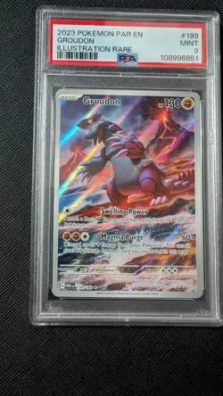 PSA 9 Mint Groudon 199/182 Illustration Rare - Pokemon Paradox Rift SV04 - Image 1