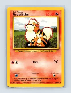 Growlithe 28/102 Uncommon Base Set Unlimited Pokemon Lightly Played - Image 1