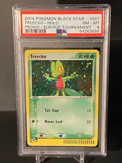 Pokemon 2004 Black Star Promo #7 Euro POP Tournament Holo Treecko PSA 8 NM-Mint - Image 1