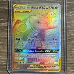 Blastoise & Piplup GX Secret FA #253 2019 Pokemon Sun & Moon Cosmic Eclipse - Image 1