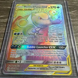 Blastoise & Piplup GX Secret FA #253 2019 Pokemon Sun & Moon Cosmic Eclipse - Image 2