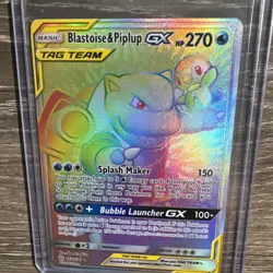 Blastoise & Piplup GX Secret FA #253 2019 Pokemon Sun & Moon Cosmic Eclipse - Image 3